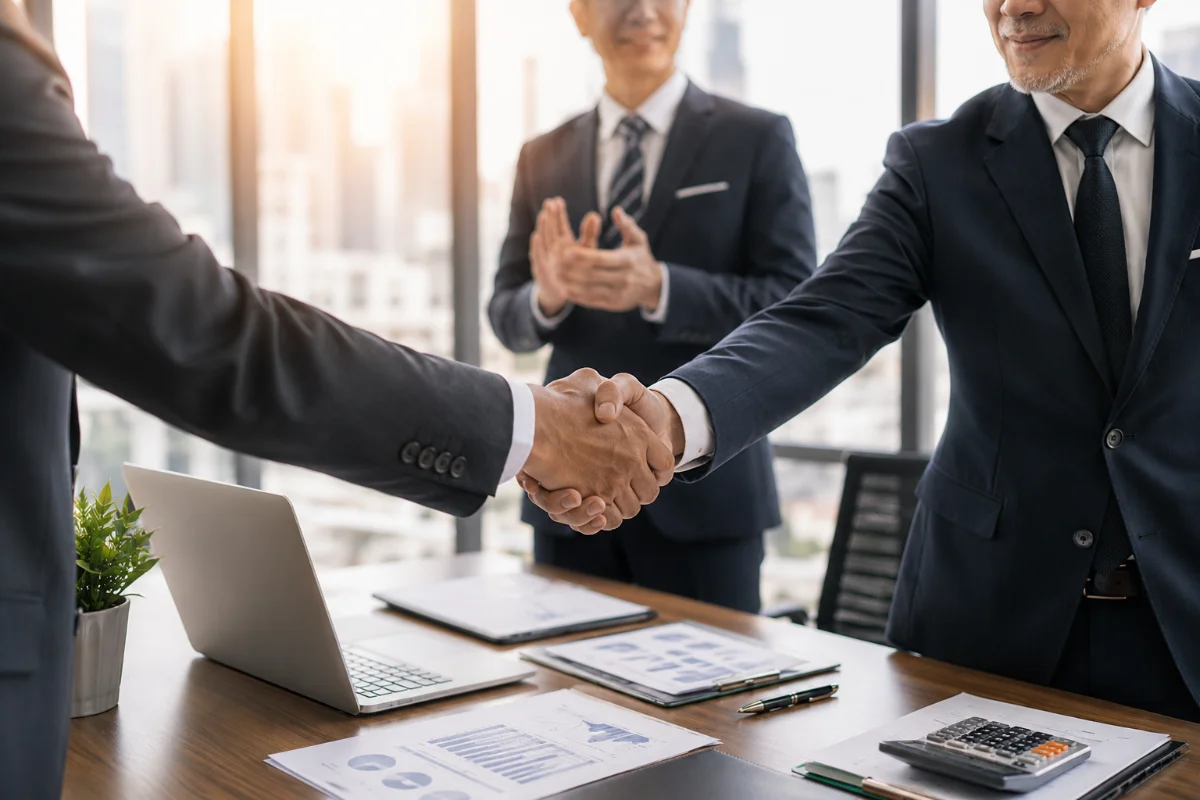 Two professionals meeting at a conference table