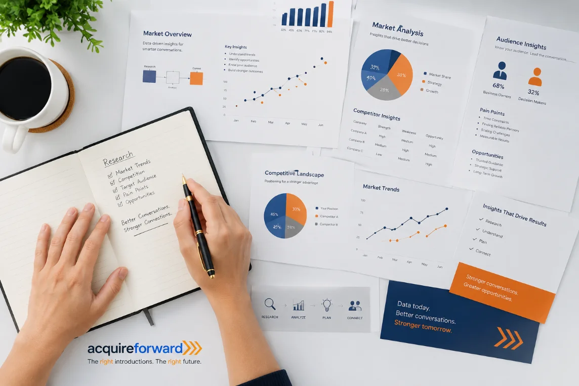 Advisor reviewing profiles and industry reports